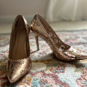 LC Lauren Conrad Laser Cut Rose Gold Heels